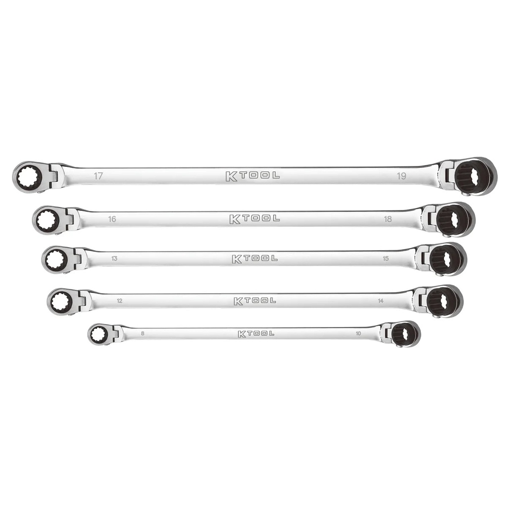 K-Tool MSTDBM10 5 Pc. Metric Double Box Univ Spline 90 Tooth Rev Ra