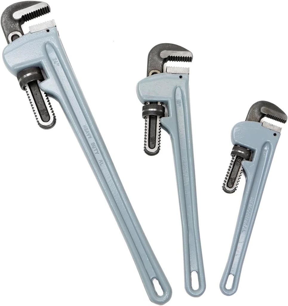 Stark USA Heavy Duty Aluminum Adjustable Pipe Wrench 3-Pieces Jaw 14" 18" 24"