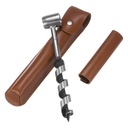 Uxcell Survival Tool for Bushcraft Settlers, Hand Auger Wrench W PU Brown Protective Case,For Outdoor [Silver]