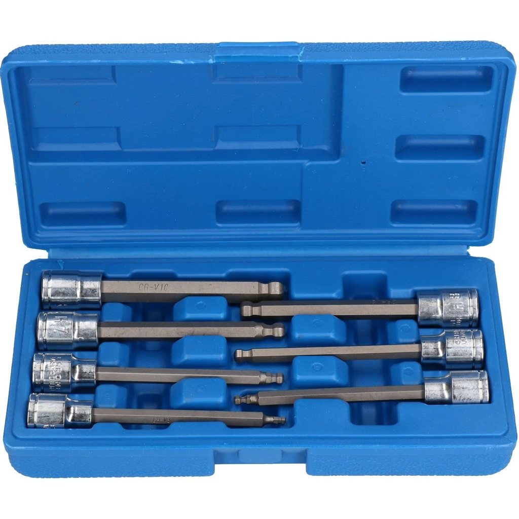 Metric Ball Ended Long Allen Hex Key Sockets 3Mm - 10Mm 3/8" Drive 7Pc