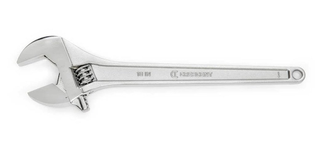 Crescent Adjustable Chrome Wrenches, 18 in Long, 2 1/16 in Opening, Chrome