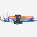 Wera 022699 Metric Multicolor Stainless Steel Ball End Hex L-Key Set, with Holding Function, 9 Pieces