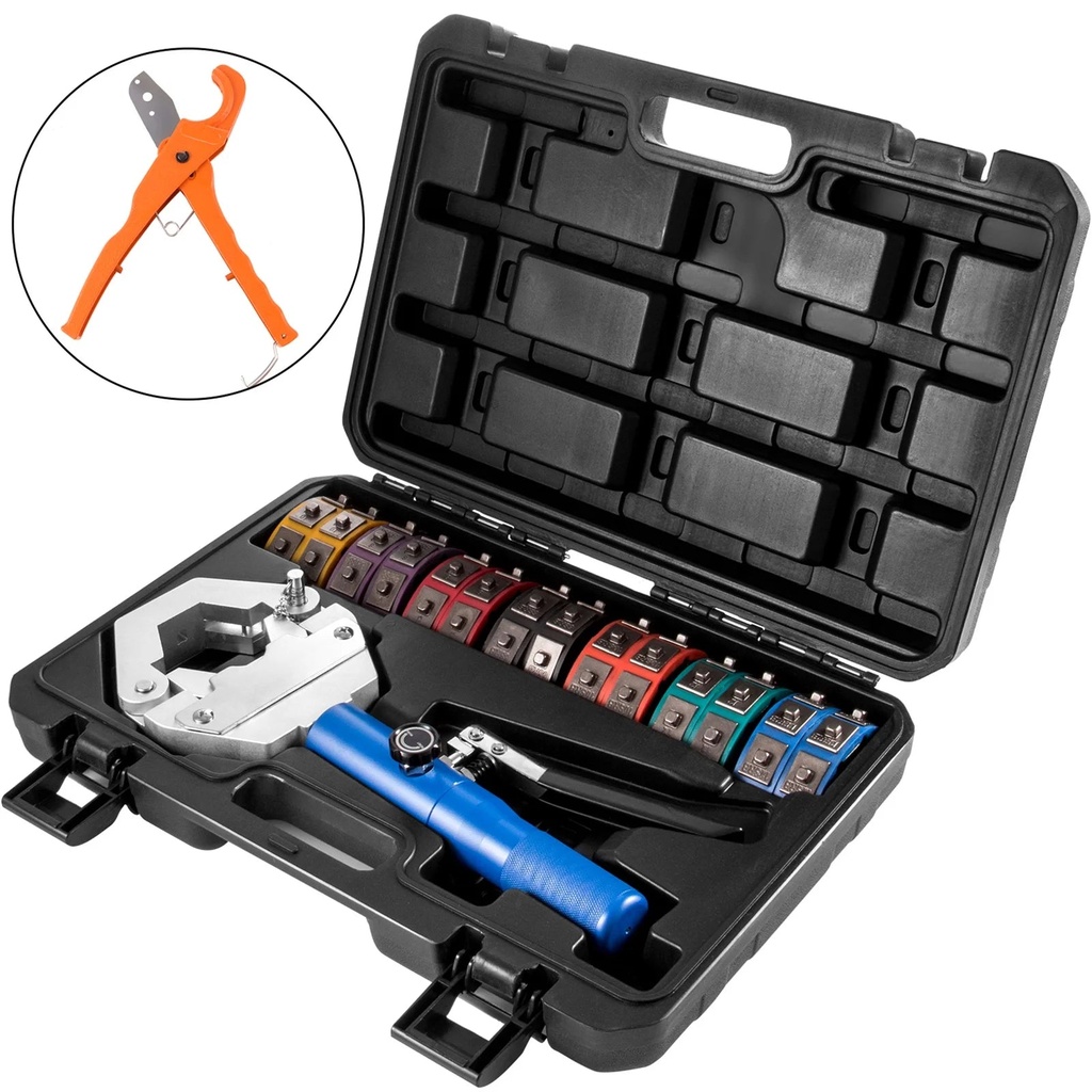 VEVOR Hydraulic Hose Crimper Hydra-Krimp 71500,Manual AC Hose Crimper Kit Air Conditioning Repaire Handheld,Hydraulic Hose Crimping Tool with 7 Die Set, for Barbed and Beaded Hose Fittings