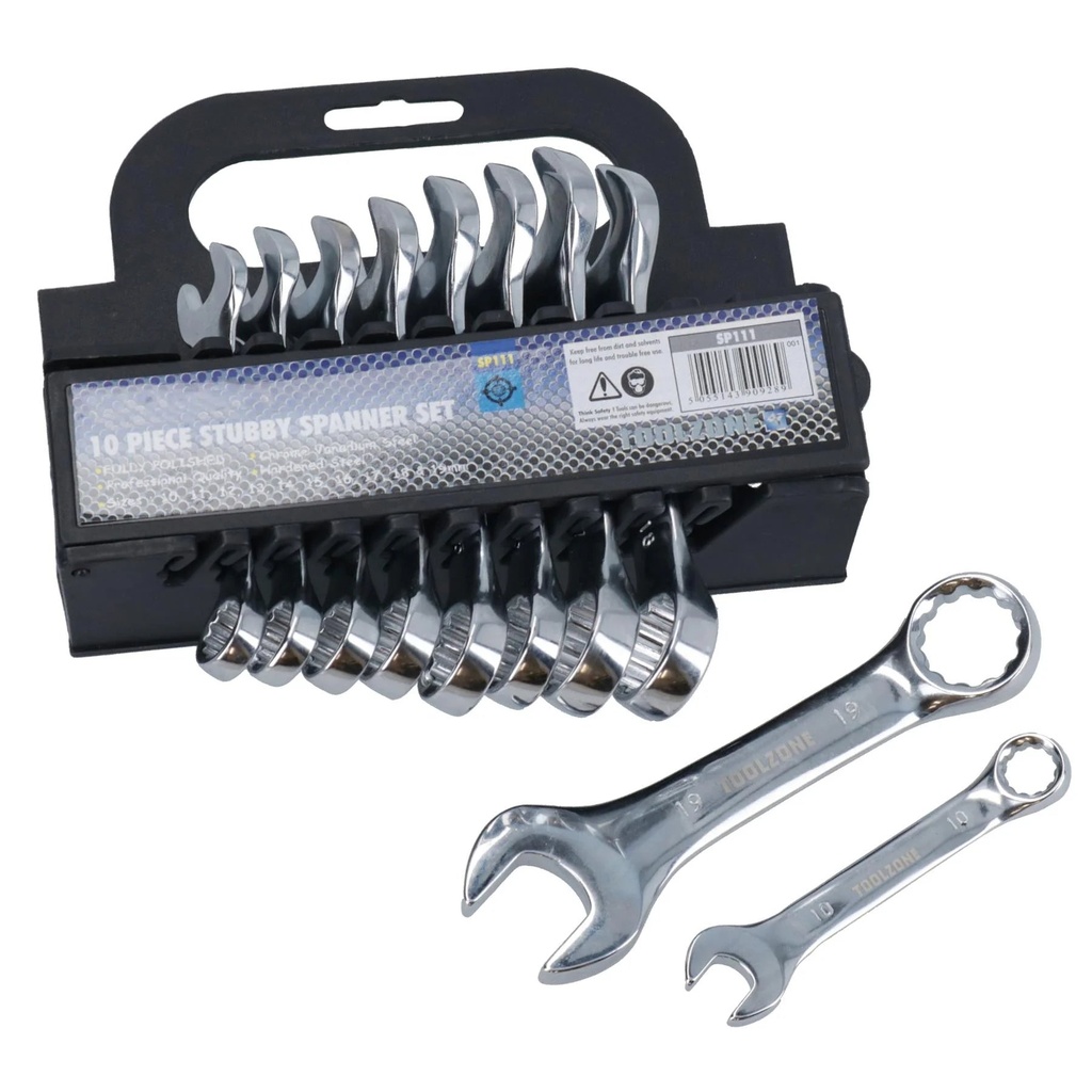 Metric Stubby Spanner Wrench Combination 10 - 19Mm CRV Polished Finish TE064