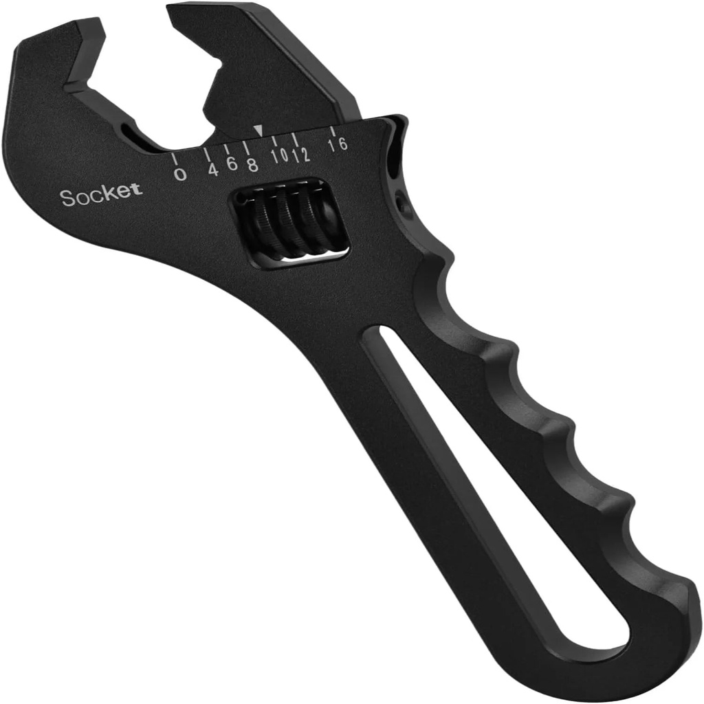 Lightweight Precision Black Aluminum Spanner Wrench for Tight Spaces. Versatile Adjustable Tool with Easy Handling and Perfect for Precise Adjustments in Confined Areas. Ideal Addition