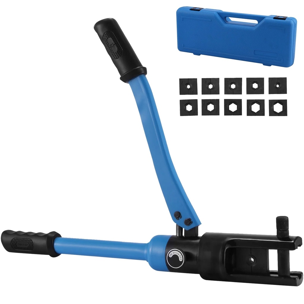VEVOR Hydraulic Wire Crimper Battery Cable Lug Terminal Crimper 12 US Ton 10 Dies Hydraulic Crimper 6 AWG to 500 MCM Electrical Crimping Tool (12T 240Mm)