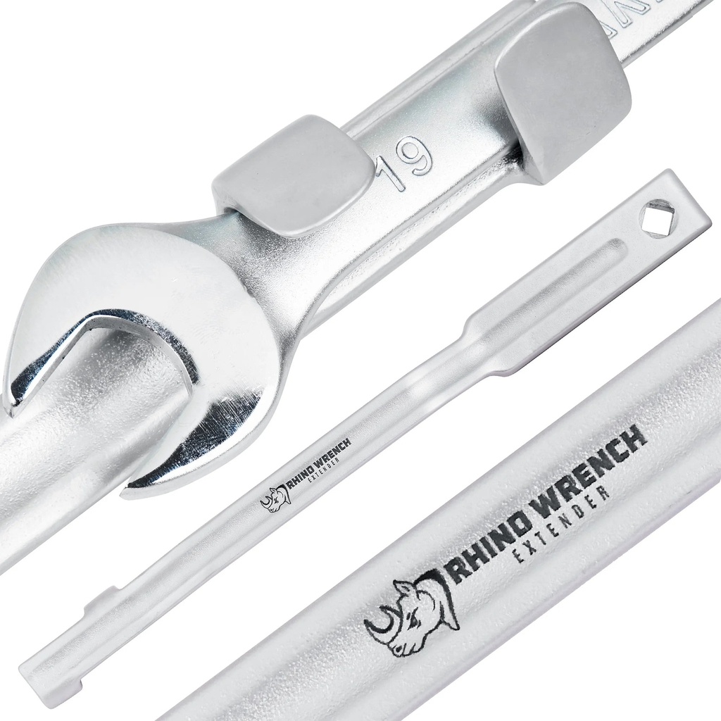 Rhino Wrench Extender Tool Bar - Extra-Long 15 Inch Wrench Extension for Maximum Leverage - Torque Multiplier with Non-Slip Gloves and Garage Hook - Solid Alloy Steel Tools for Mechanics and Diyers