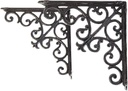 Sungmor 2PC 4.7 Inch Heavy Duty Decorative Brackets for Shelves, Vintage Victorian Cast Iron Shelf Bracket, Sturdy Black L Shape Metal Corner Brace Shelf Supporter, Wall Mounted Floating Shelf Bracket
