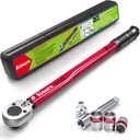 1/2 Inch Drive Click Torque Wrench Set 8 - 168 Ft.-Lb. / 10.8 - 227.8 Nm 6 Piece Red