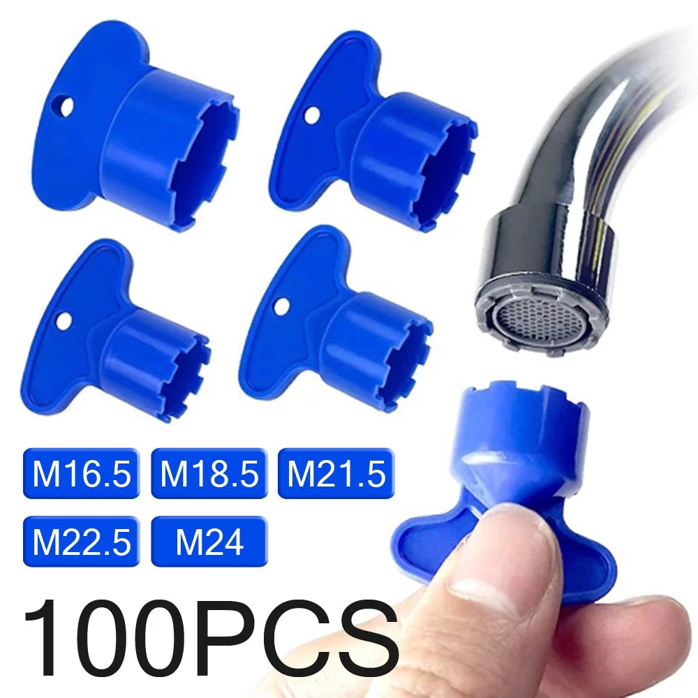 100Pcs Sink Water Faucet Aerator Key Cache Aerator Removal Tool Key Wrench Remover M16.5/M18.5/M21.5/M22.5/M24 Fix Low Flow Faucets