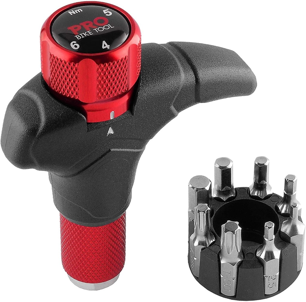 PRO BIKE TOOL T-Torque Adjustable Wrench Tool with Slip Free Handle (Red)