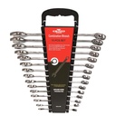 EXCITED WORK 15 Pcs Set of Advanced Combination Wrenches, Black Nickel Process and Cr-V Steel Material, Metric 8-22Mm, 12 Angle, Installed in Wrench Bracket