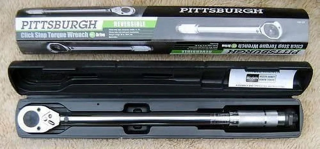 NEW PITTSBURGH PRO 1/2" DRIVE CLICK TYPE TORQUE WRENCH with HARD CASE