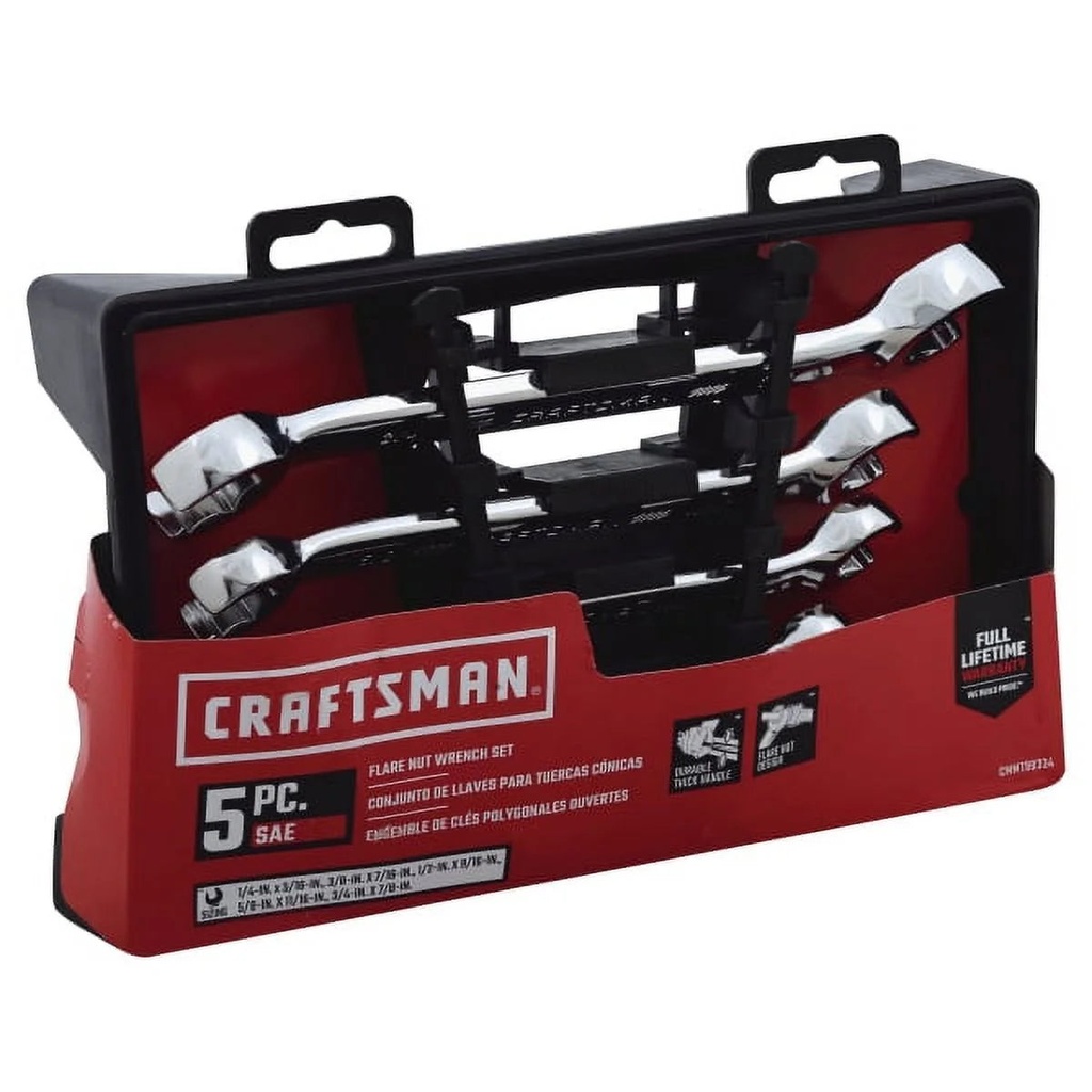 Craftsman Flare Nut Wrench Set, SAE, 5 Piece (CMMT99334)