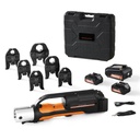 SKYSHALO Pro Press Tool for Copper Pipe, 18V Electric Pipe Crimping Tool for 1/2" to 2" Stainless Steel, Compact Plumbing Pipe Press Tool with 6 Pro Press Jaw Brushless Motor & 2Pcs 4AH Battery