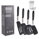 4PCS Silicone Spatulas for Nonstick Cookware, Heat Resistant Extra Large and Wide Flexible Spatulas Rubber Turners, Kitchen Cooking Utensils Set for Pancake, Eggs, Fish