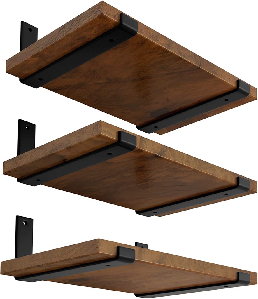 LEOPO 12 Inch Shelf Bracket for DIY Floating Shelf, 1/5 Inch Thick Heavy Duty Bracket, 6 Pack, 11.25” X 6” X 1.5”