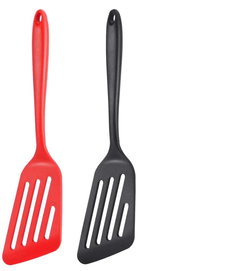 Pack of 2 Silicone Fish Spatula, Non-Stick Large Slotted Flipper Turner, High Heat Resistant Kitchen Cookwares for Frying, Cooking Seafood, Meat, Eggs, Omelets, Pancakes, Burgers