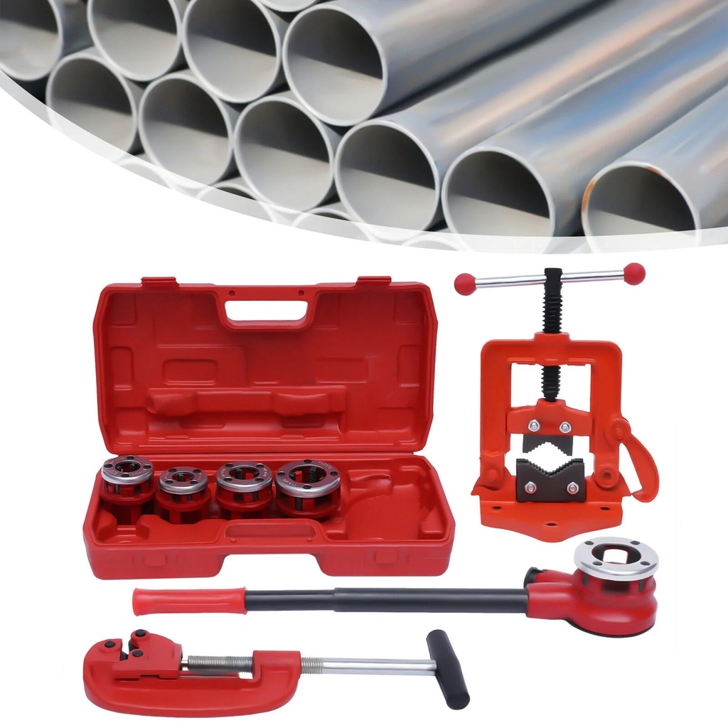 SHZICMY Pipe Threader Ratchet Type with 5 Dies Set Pipe Cutter Threading Tool 1/2" up to 2"