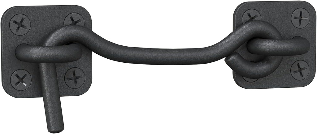 Barn Door Latch - Gate Hook - Barn Door Lock - Hook Latch for Sliding Door Fence Shed Garage - Wrought Iron Heavy Duty Hook and Eye Latch - Black