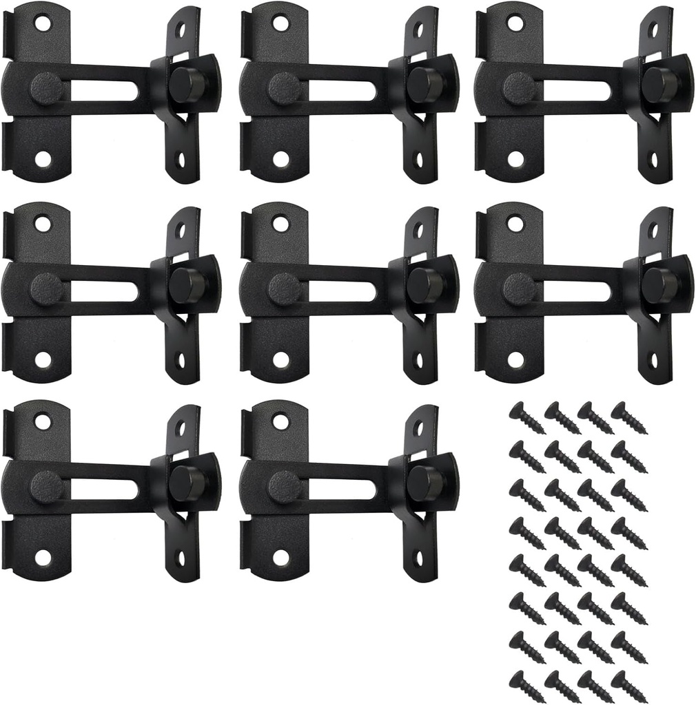 8 Packs Stainless Steel Flip Gate Latch Security Door Latch Lock for Barn Door/Pet Door/Bathroom/Cabinet Closet/Window/Sliding (Matte Black)