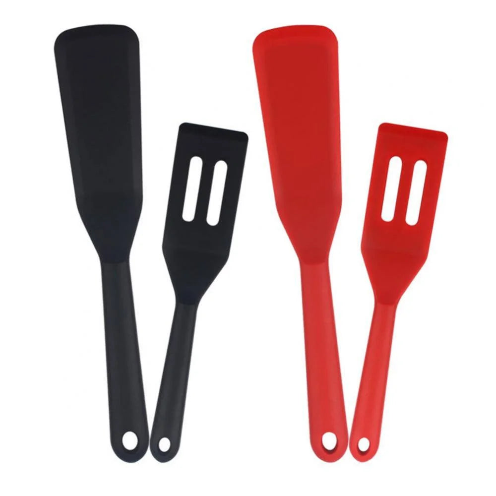 FNNMNNR 4 PCS Small Spatula Brownie Turner Mini Silicone Serving Spatulas Set Thin Egg Flipper Heat Resistant Omelette Pancake Turner Rubber Nonstick Cookware Slicon Non Stick Flexibl