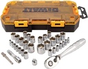 DEWALT Socket Set, 1/4-Inch 3/8-Inch Drive, Sae/Metric, 34-Piece (DWMT73804)