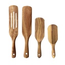 Ludlz Wooden Spurtle Set, 4Pcs Natural Teak Wooden Cooking Utensils Nonstick Cookware with Hanging Hole, Slotted Spurtle Spatula Set for Stirring, Mixing, Serving