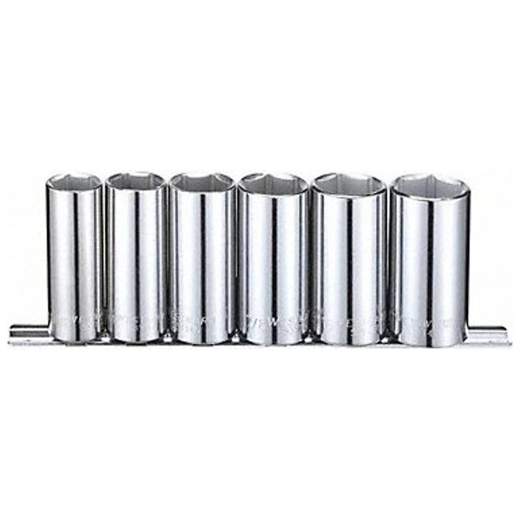 Westward Socket Set,Chrome,11/16 in to 1 In,6Pt 53PN40