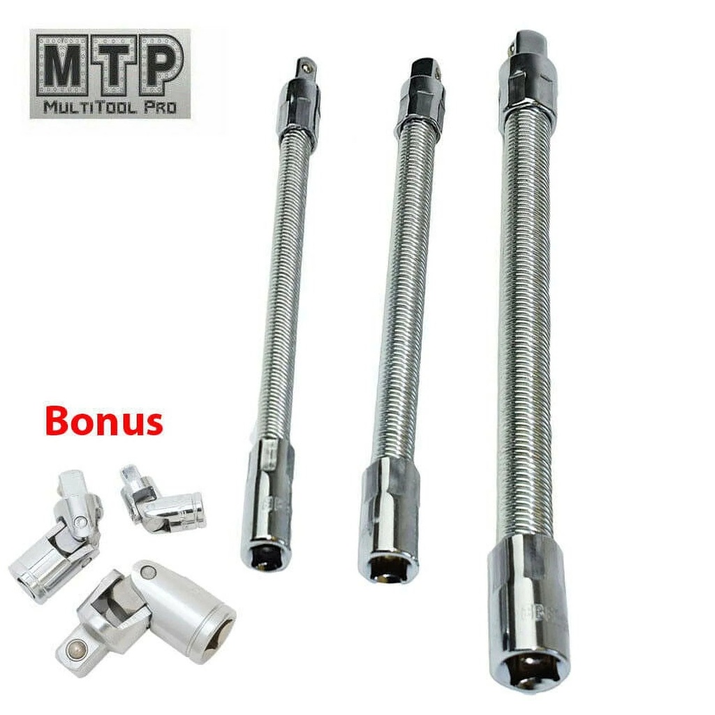 1/4 3/8 1/2" Flexible Socket Extension Ratchet Set Flex Bar Universal Joint
