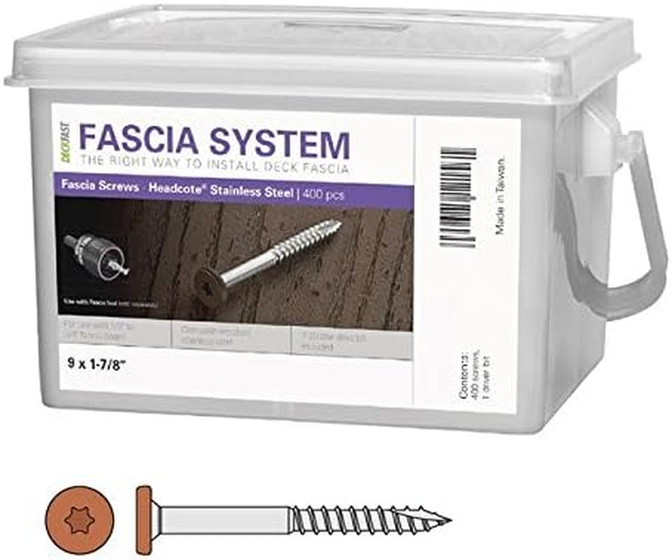 Deckfast Stainless Steel Fascia Screws 9 X 1-7/8" T-20 Star Drive Mahogany 400 Pieces