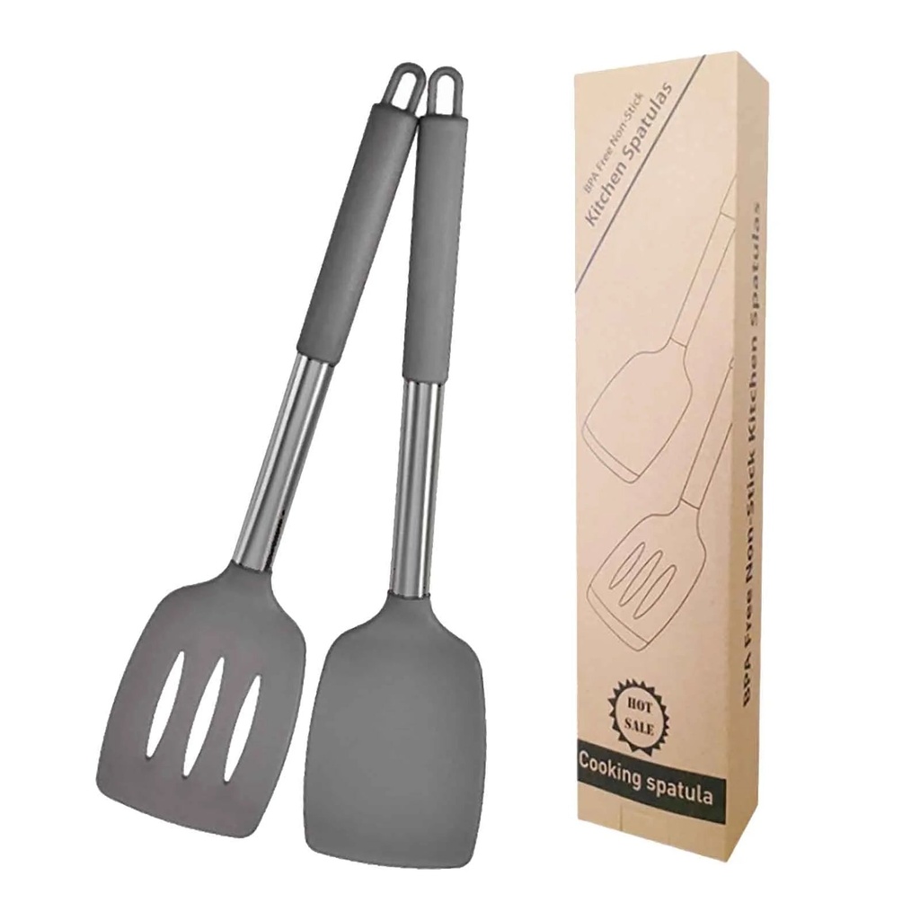 Silicone Spatulas Turners, Slotted Silicone Spatula, Slotted Kitchen Spatulas, Non Stick Turners, Heat Resistant BPA Free Rubber Spatulas Cooking Utensils for Fish, Eggs, Pancakes, WOK
