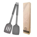 Silicone Spatulas Turners, Slotted Silicone Spatula, Slotted Kitchen Spatulas, Non Stick Turners, Heat Resistant BPA Free Rubber Spatulas Cooking Utensils for Fish, Eggs, Pancakes, WOK