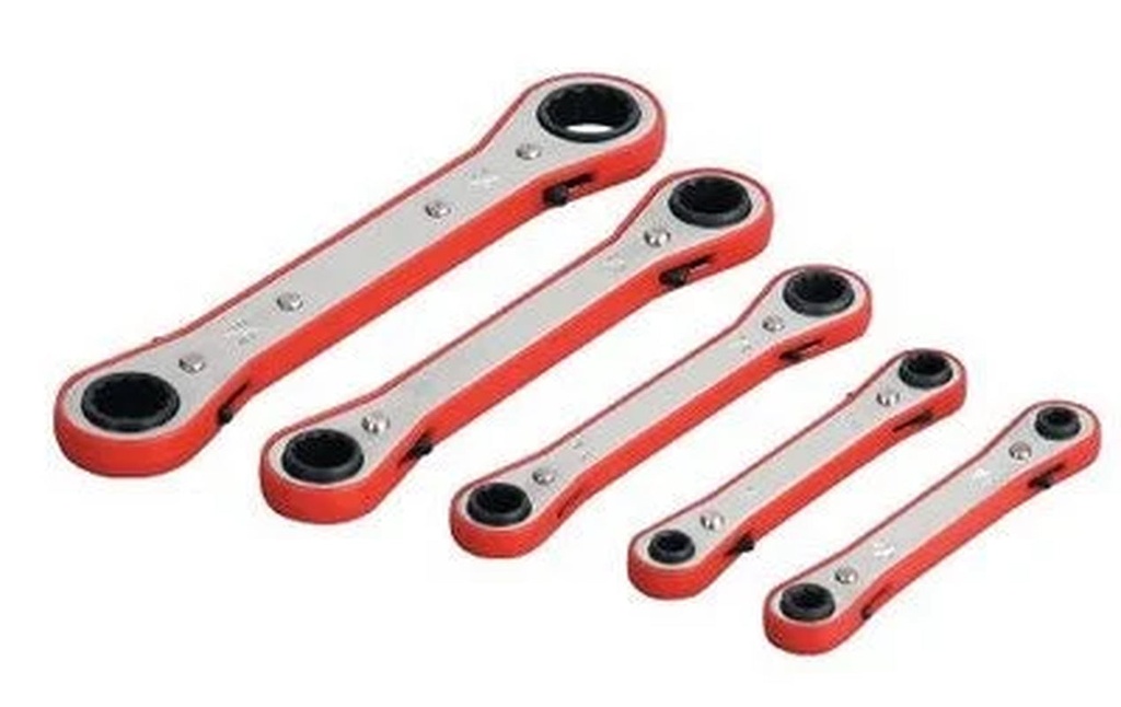 5 Piece SAE Standard Size Box Closed End Gear Ratchet Ratcheting Wrench Tool Set Kit