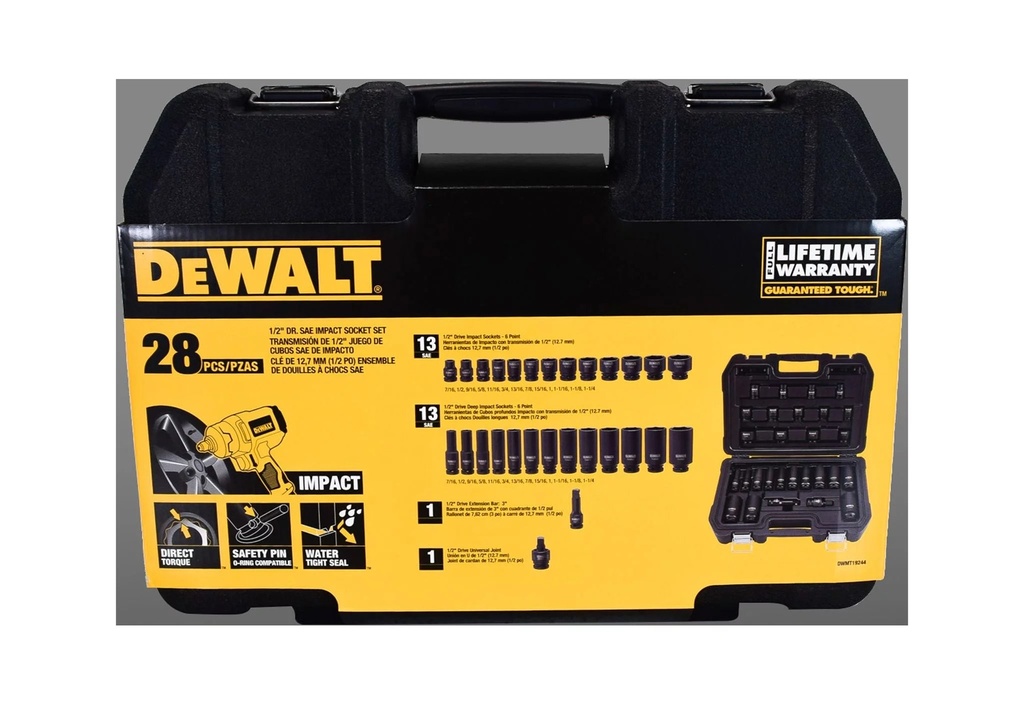 Dewalt DWMT19244 1/2" Drive SAE Impact Socket Set (28 Piece)