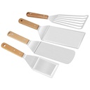 Metal Spatula Stainless Steel Scraper,Professional Chef Griddle Spatulas,Heavy 4Pcs