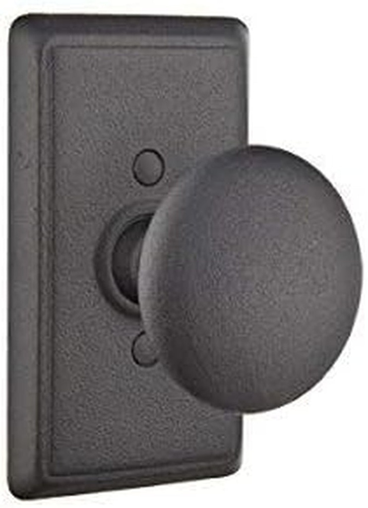 EMTEK #3 Wrought Steel Rosette Privacy Set with Matching Jamestown Knob - Available in 2 Finishes - 7203JFBS - Flat Black Steel (FBS)