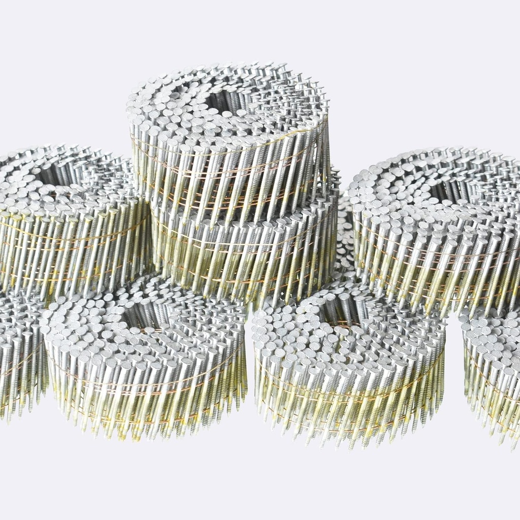 Wire Coil Siding Nails - 2-1/4 X 0.092 Ring Shank 15 Degree Full round Head Siding Nails, 3600 Count Hot-Dipped Galvanized for Rough Nailing of Lathing and Sheathing Materials