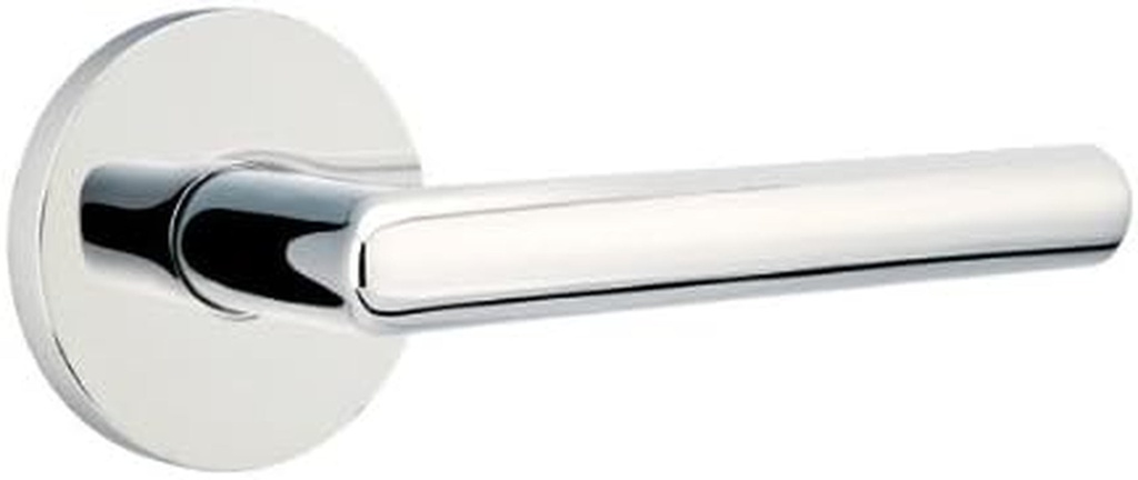 EMTEK Disk Rosette Passage Set with Matching Finish Stuttgart Lever - Choice of Left/Right Handing and 7 Finishes - 5109STURHUS26 - Right Handed (RH) - Polished Chrome (US26)