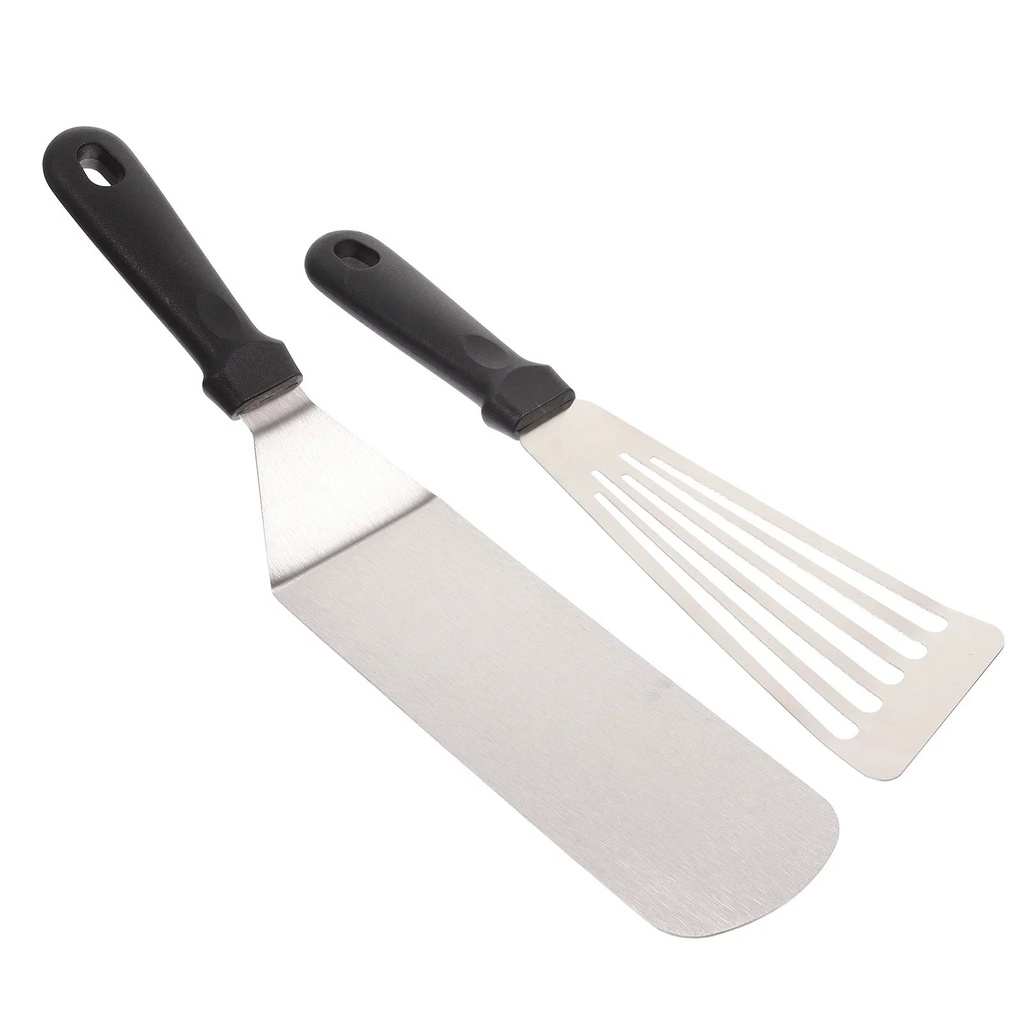 2Pcs Barbecue Griddle Scraper Professional Cooking Spatula Non-Stick Barbecue Spatula