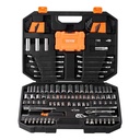 VEVOR Mechanics Tool Set, 145 Pcs with 1/4" and 3/8" Drive Deep and Standard Sockets, SAE and Metric Sizes, Includes Bits, Combination Wrenches, Hex Wrenches, and Accessories in Storage Case