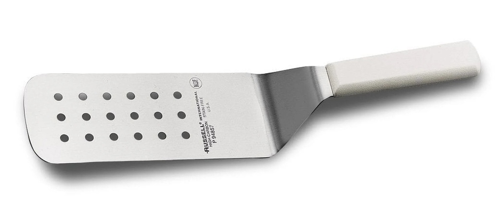 Basics P94857 8" X 3" White Perforated Cake Turner with Polypropylene Handle