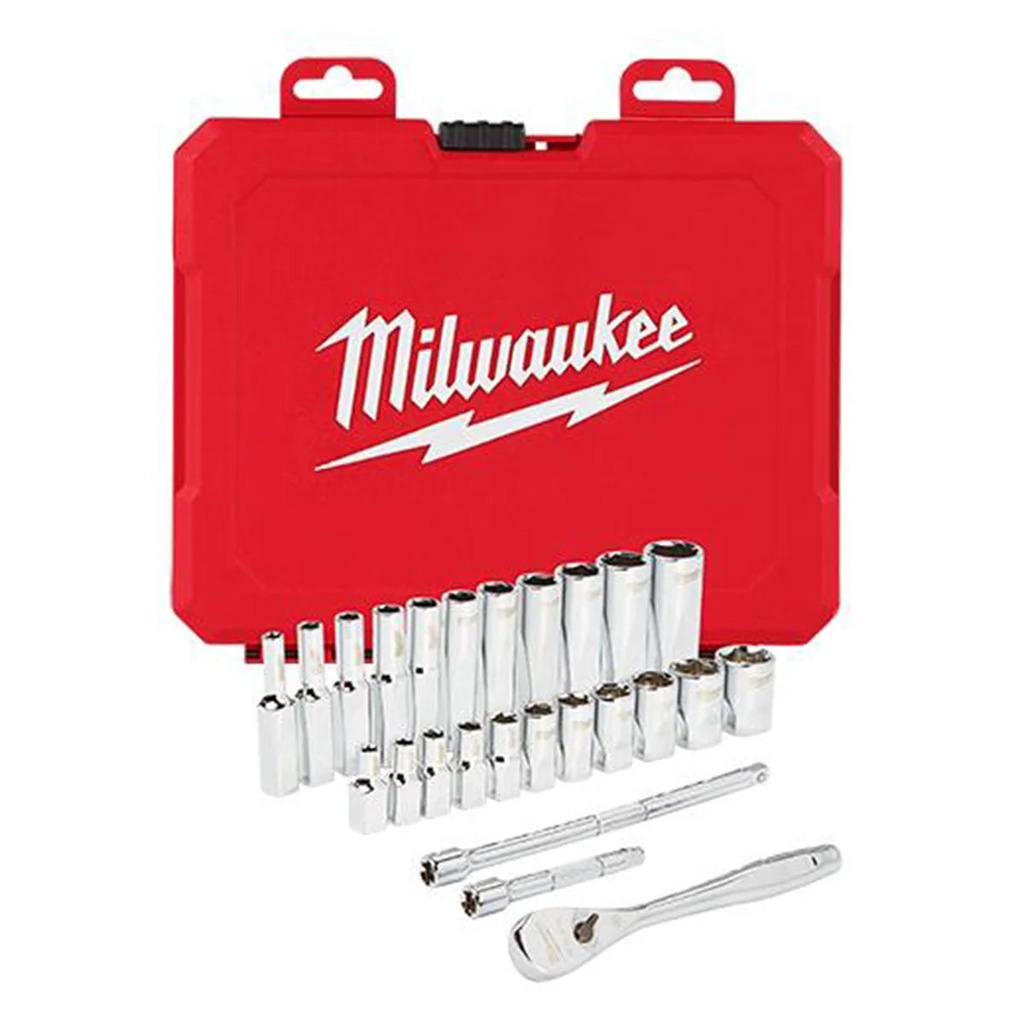 Milwaukee Tool 1/4" Drive 26Pc Ratchet & Socket Set - SAE