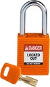 Brady Safekey Lockout Padlock - Nylon - Orange - 1.5" Steel Shackle Vertical Clearance - Keyed Different