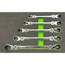 VIM Tools 5 PC. DOUBLE DEEP SPLINE FLEX HEAD RATCHETING WRENCH SET - METRIC