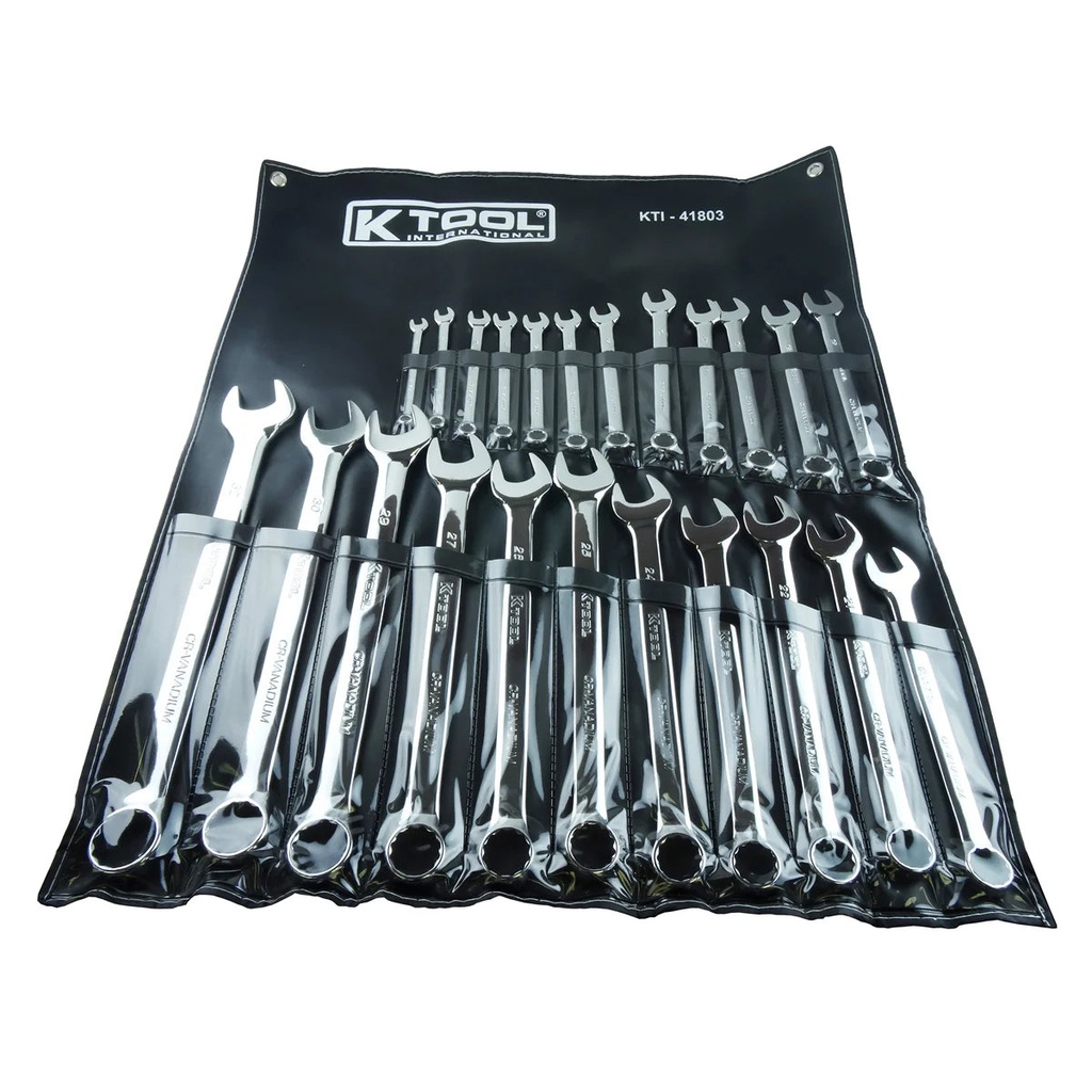 K-Tool KTI41803 Metric Combo Wrench Set, Heavy Duty Carrying Bag