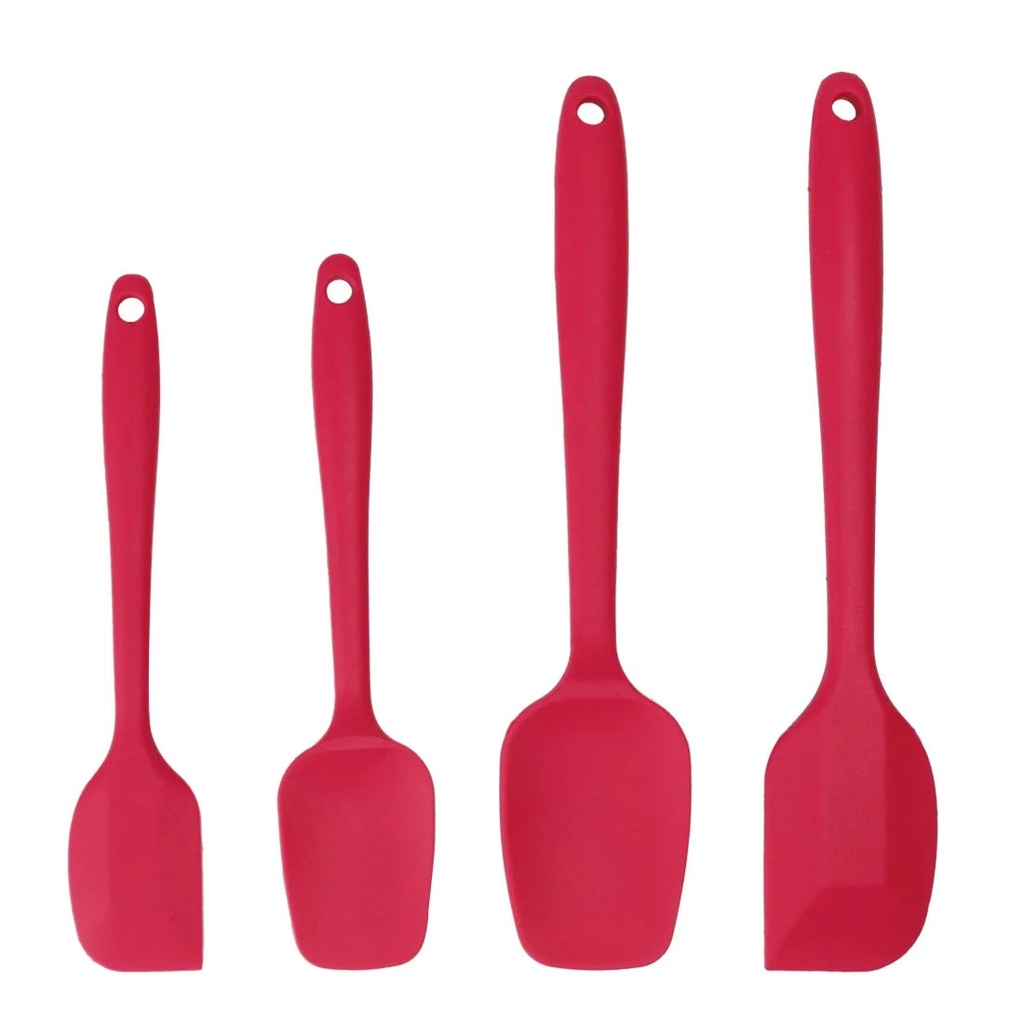 4Pcs Kitchen Cooking Silicone Spatula Set Heat Resistant Turner Scraper Baking Utensils Red