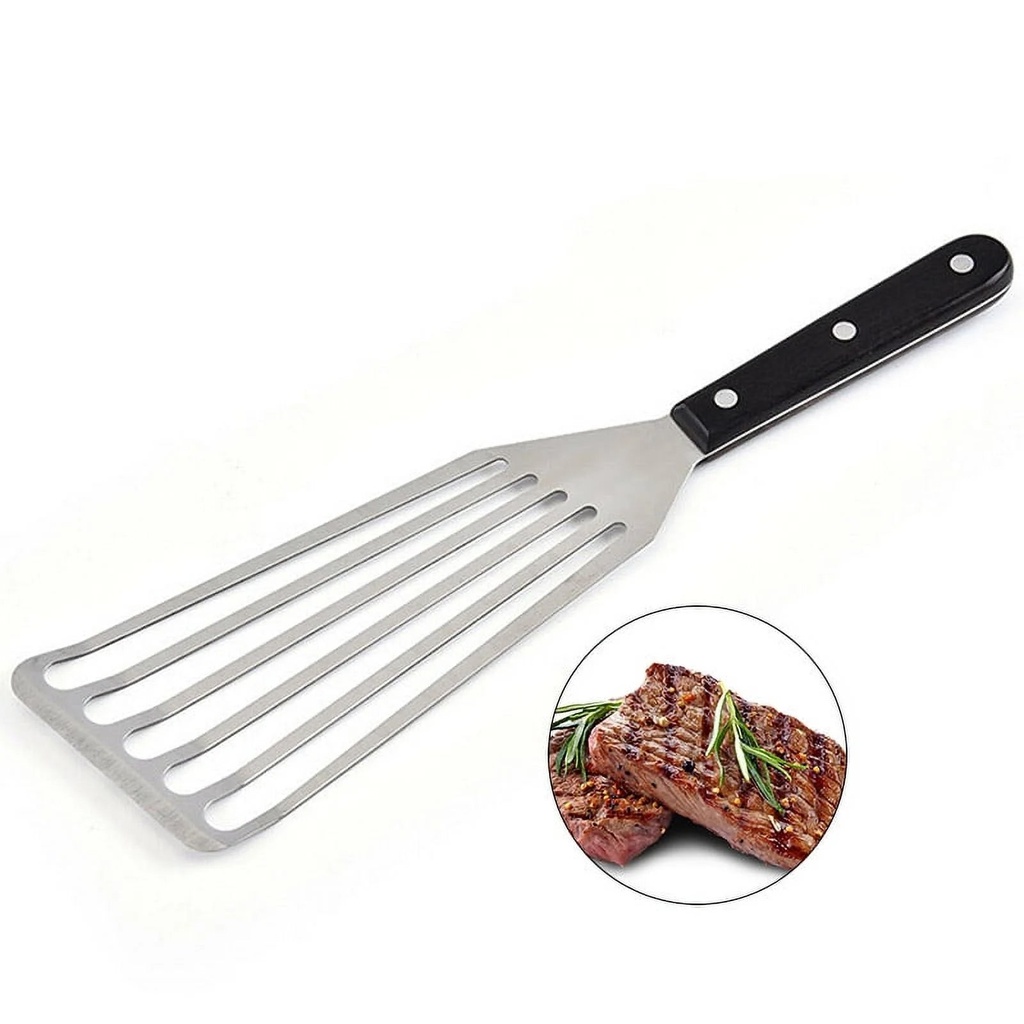 Kitchen Premium Stainless Steel Slotted Turner, Flexible Fish Turner Spatula, Fish Fry Turner for Fish Egg Meat Dumpling Turning, Frying and Grilling, Large, by Stuffygreenus