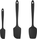 U-Taste 600°F High Heat Resistant Silicone Spatula Set of 3, Bpa-Free Food Grade Kitchen Cooking Baking Mixing One Piece Seamless Flexible Rubber Scraper for Nonstick Cookware (Black)