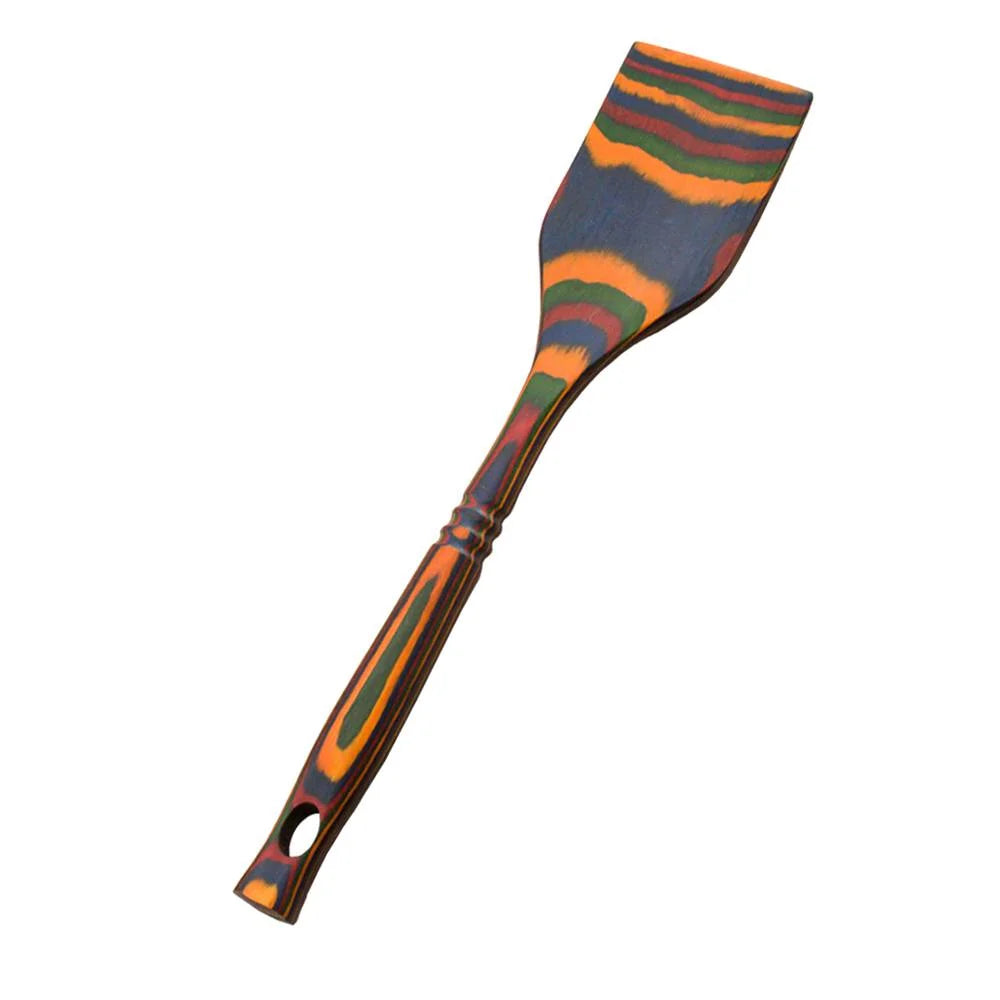 Pakkawood Wooden Cooking Spatula, Colorful and Durable 12 Inch Spatula, Stain Odor and Heat Resistant, Rainbow